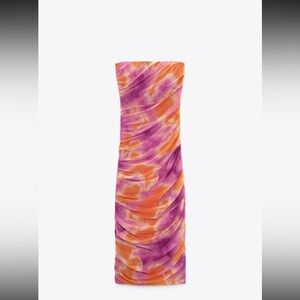 Zara print dress with tulle